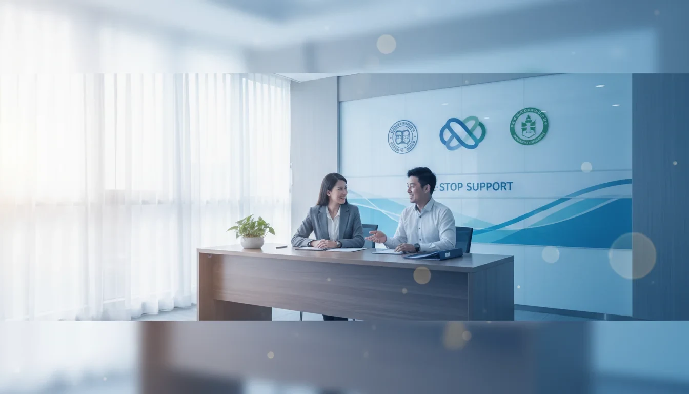 경영위기 소상공인이 서민금융통합지원센터 창구에서 금융·복지 복합 상담을 받고 있는 모습