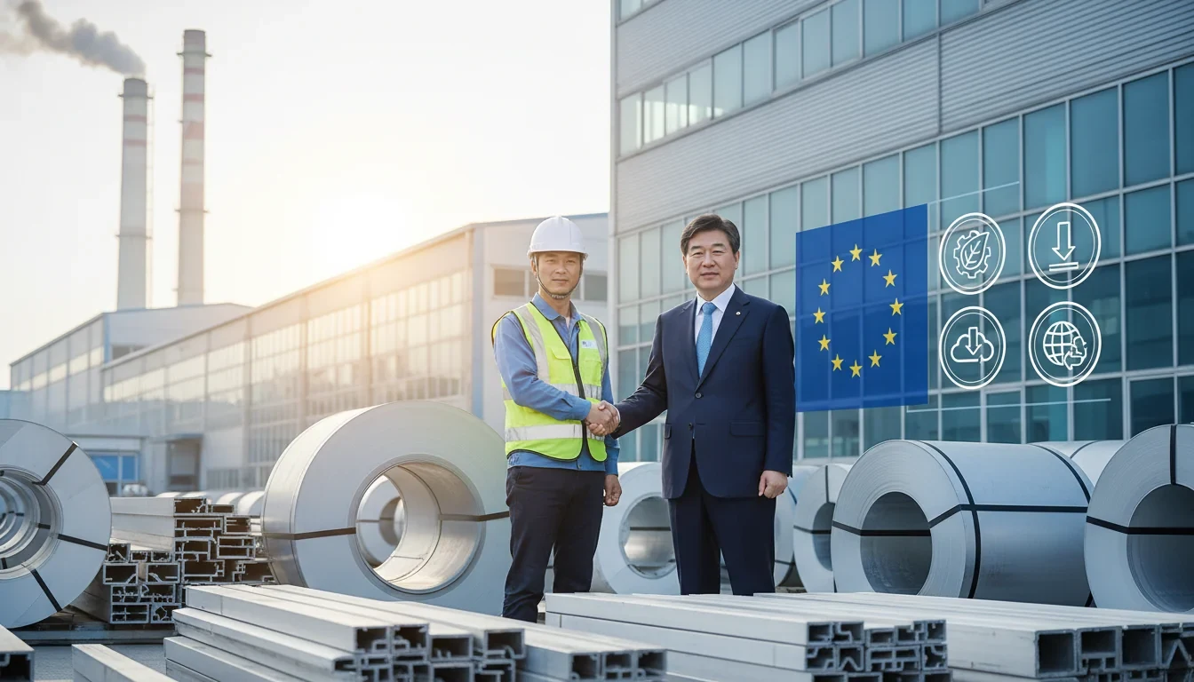 기후에너지환경부 담당자가 수출기업 공장에서 탄소 배출량 산정을 위한 1대1 맞춤형 상담을 진행하는 모습