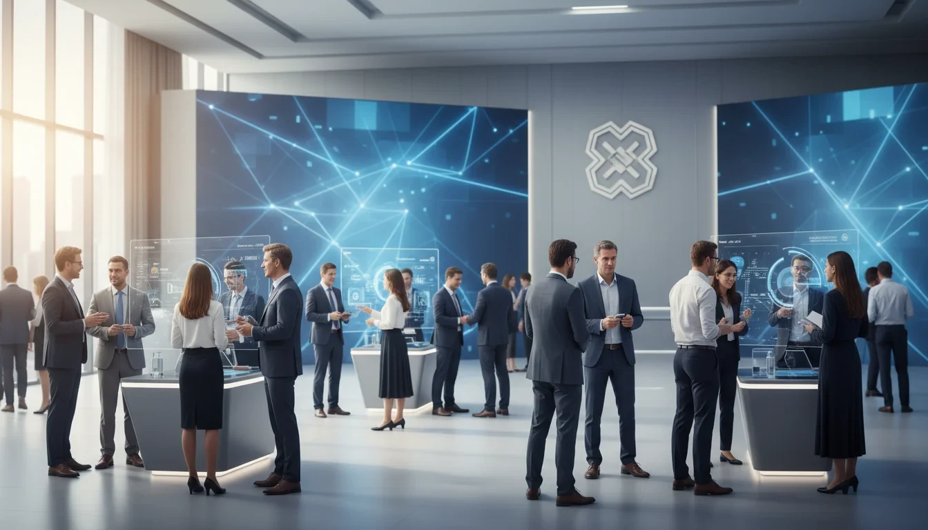 콘래드 서울에서 열린 모두의 챌린지 AX 출범식에서 AI 스타트업 관계자들이 기술 전시 부스를 둘러보는 모습