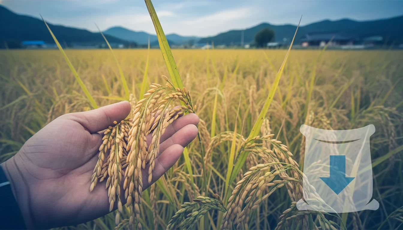 전북 논에서 신동진1 벼가 황금빛으로 익어가는 들판과 질소비료 감축 재배 현장 모습