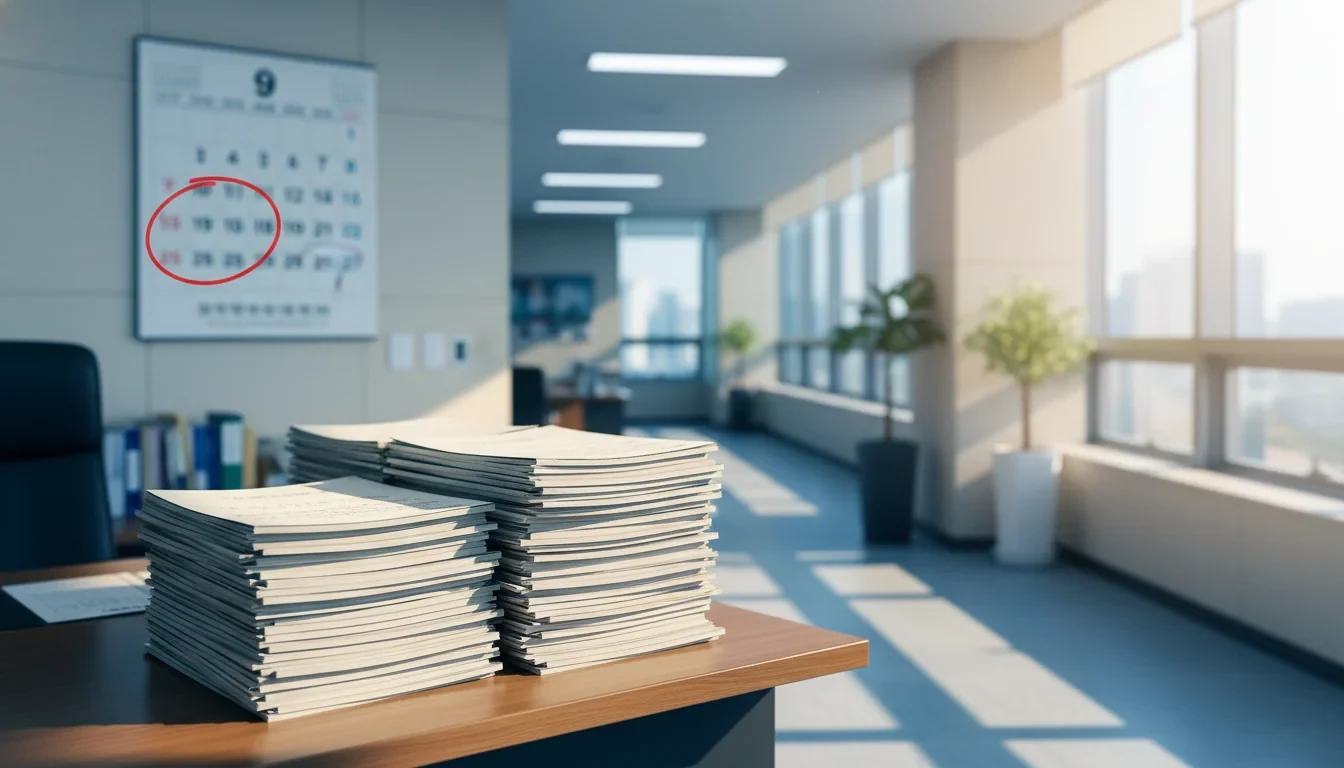 토지거래허가구역 내 아파트 단지 앞에서 서류를 들고 시청 토지관리과를 방문하는 시민의 모습