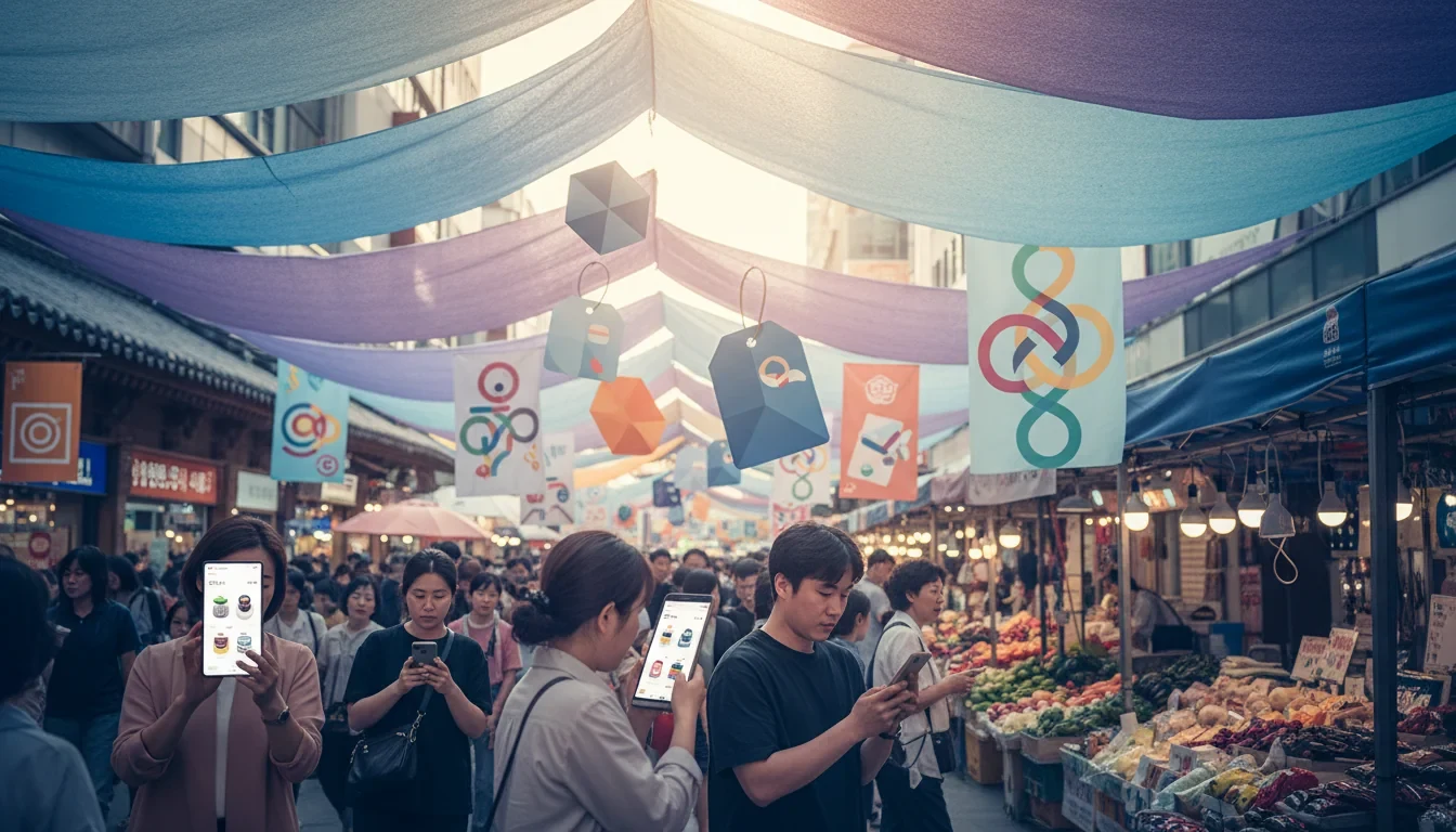 카카오·네이버 등 온라인 플랫폼에서 소상공인 제품을 할인 구매하는 4월 동행축제 홍보 장면