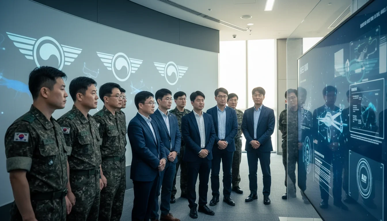 서울 전쟁기념관에서 열린 모두의 챌린지 방산 출범식에서 군 관계자와 스타트업 대표들이 협업과제 선정 결과를 발표하는 모습