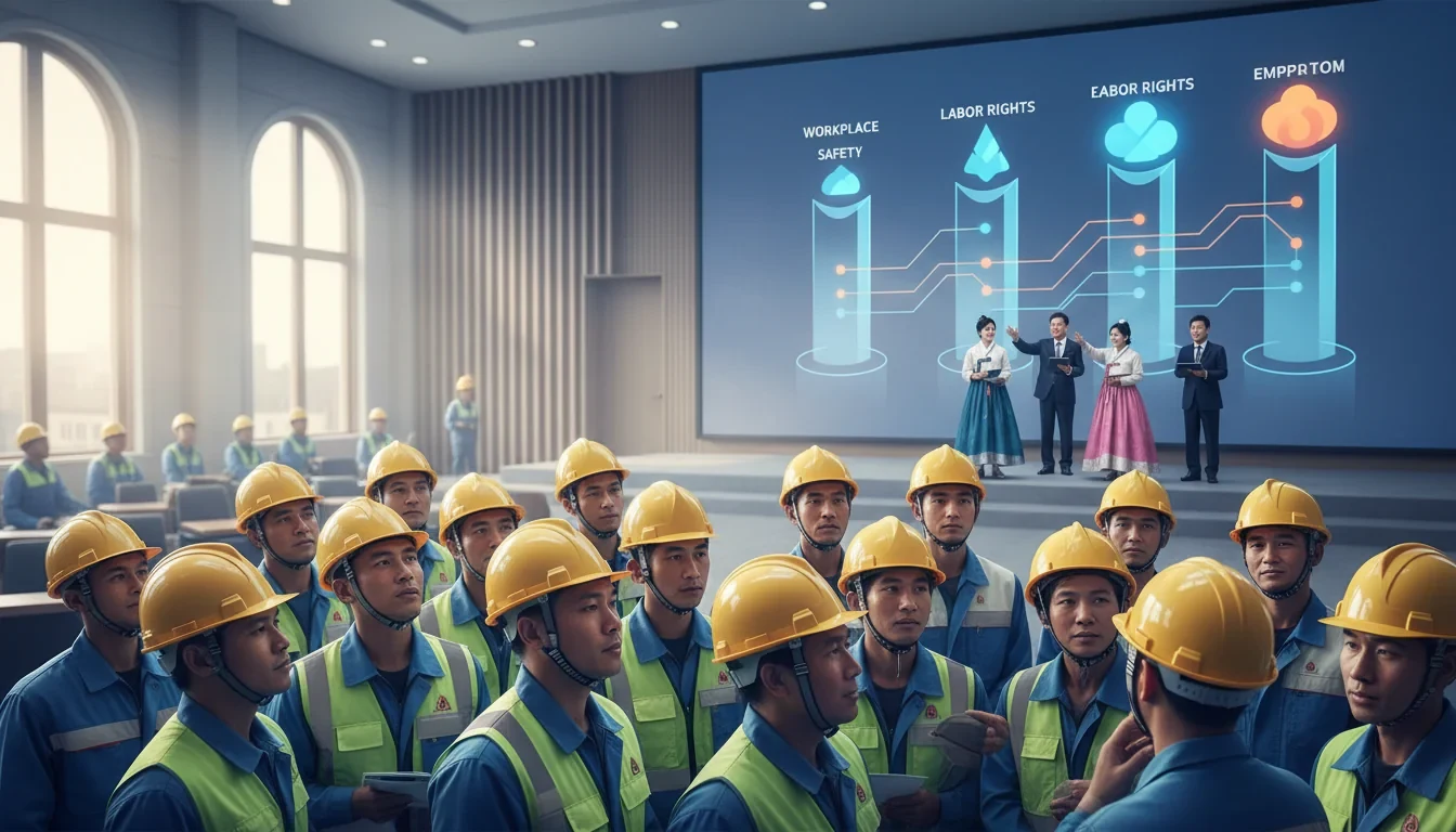 고용노동부 외국인력 통합지원 토론회에서 노사·학계 전문가들이 이주노동자 노동권 보호 방안을 논의하는 모습