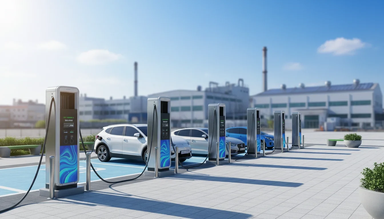 한국전력공사 전기요금 개편안 시행을 알리는 시간대별 요금 등급 변경 안내판과 전기차 충전소 주말 할인 표시