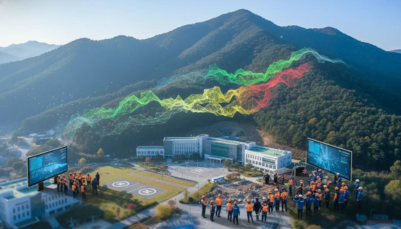 산림청 관계자들이 전국 권역별 교육장에서 디지털사면통합 산사태정보시스템 화면을 보며 실무교육을 받고 있는 모습