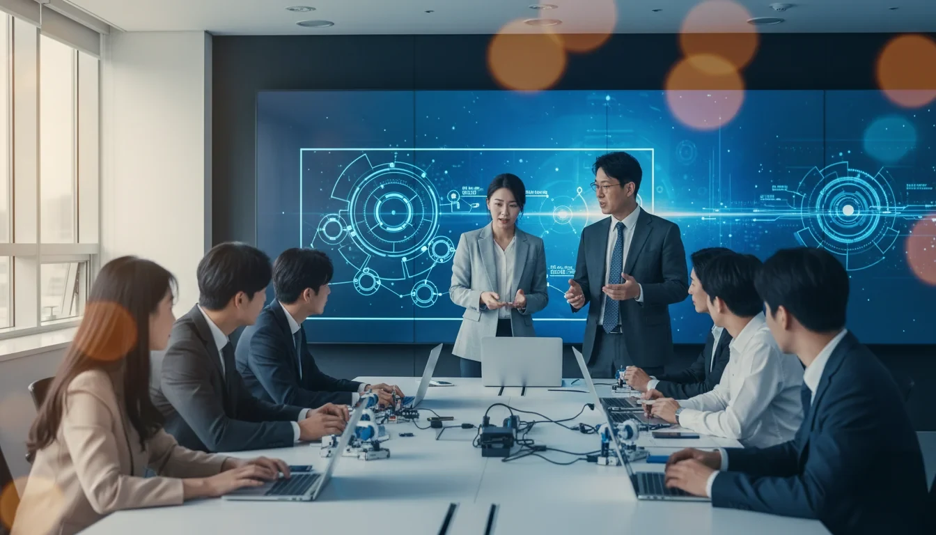 대기업 강의실에서 청년들이 직무 교육을 받고 있는 K-뉴딜 아카데미 현장 모습