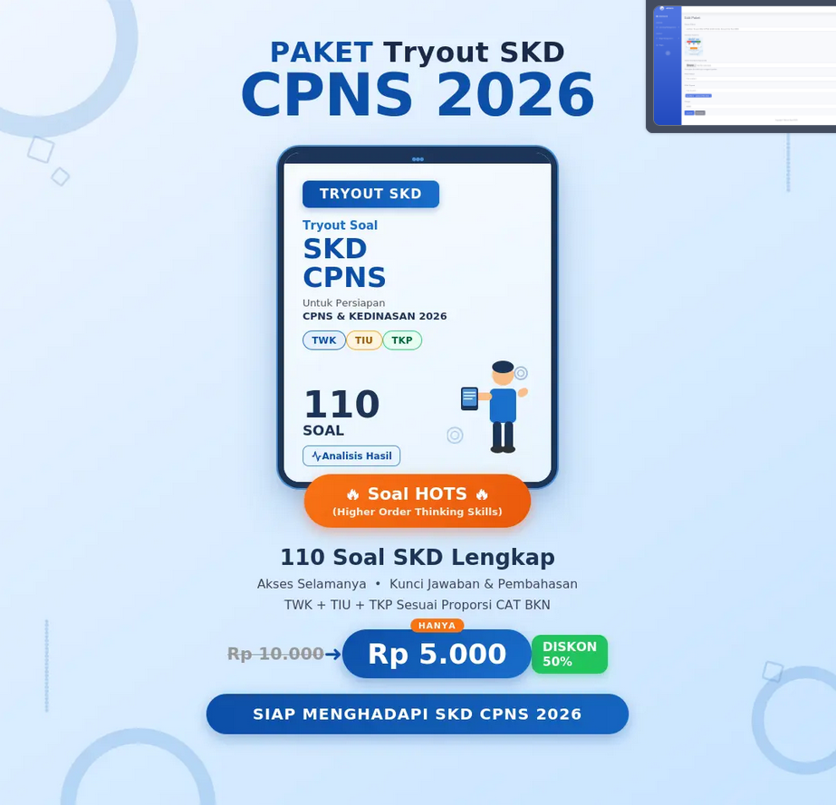 Latihan Tryout SKD CPNS 2026 Gratis Sesuai Kisi-Kisi BKN