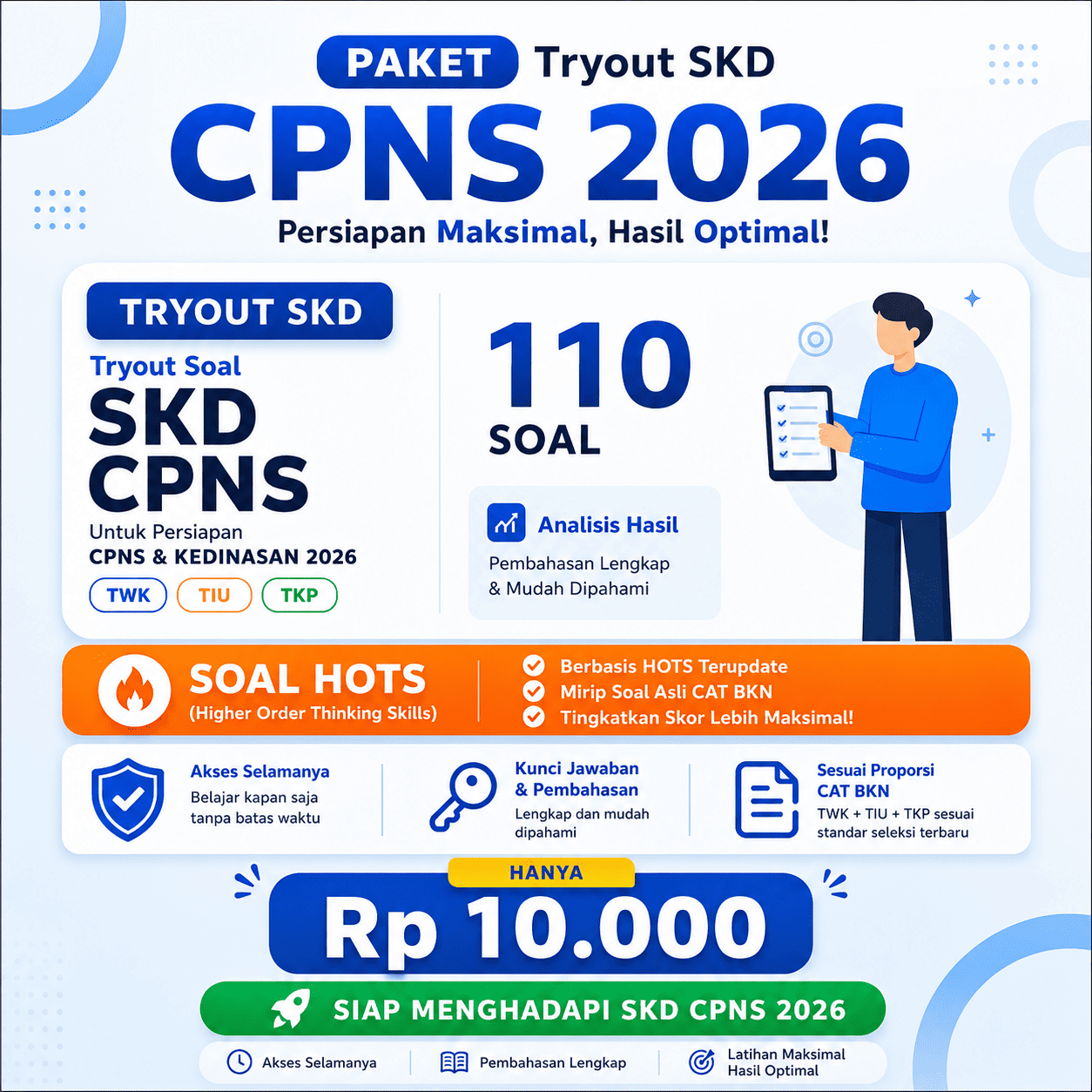 Latihan Tryout SKD 2 CPNS 2026 HOTS Sesuai Kisi-Kisi BKN