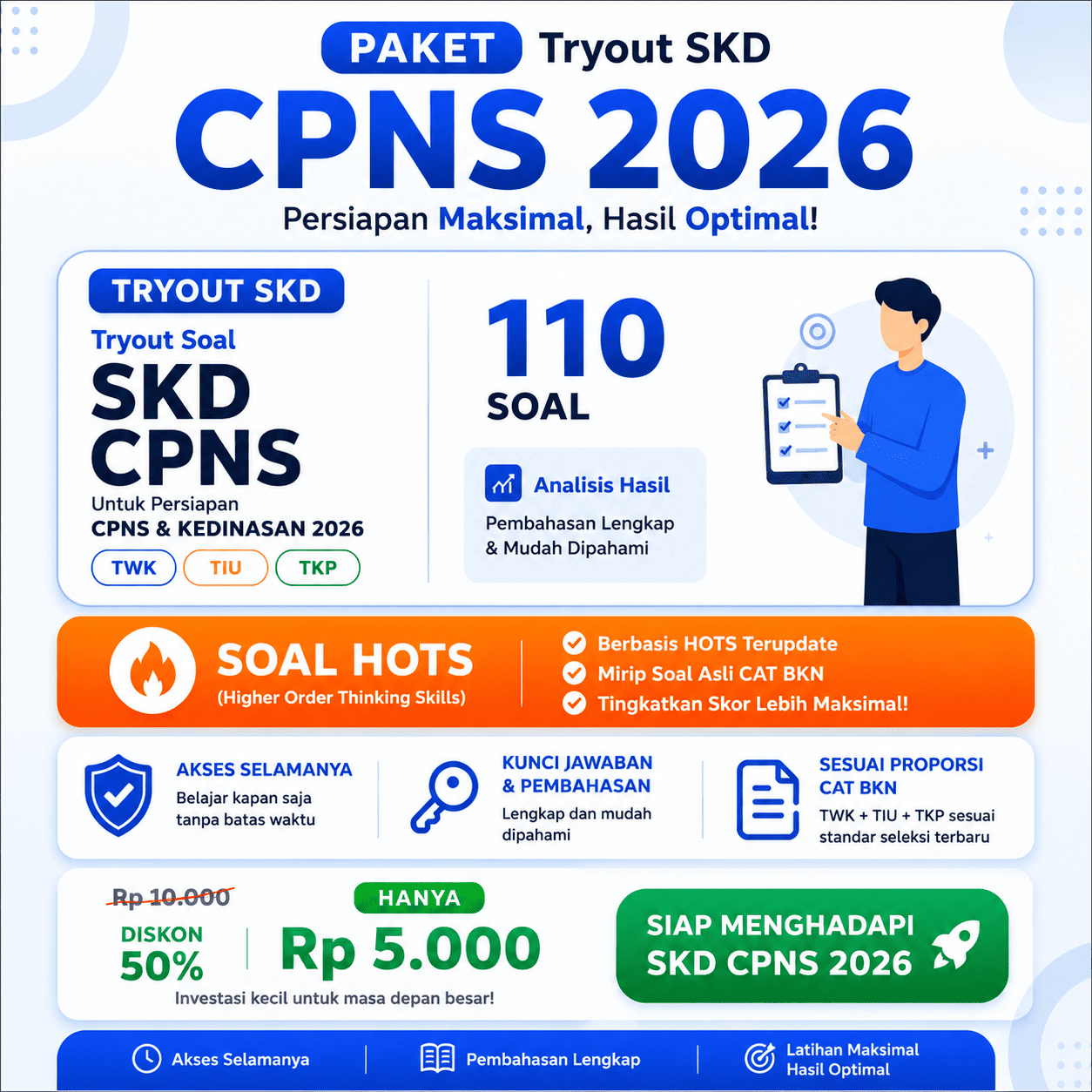 Latihan Tryout SKD CPNS 2026 HOTS Sesuai Kisi-Kisi BKN