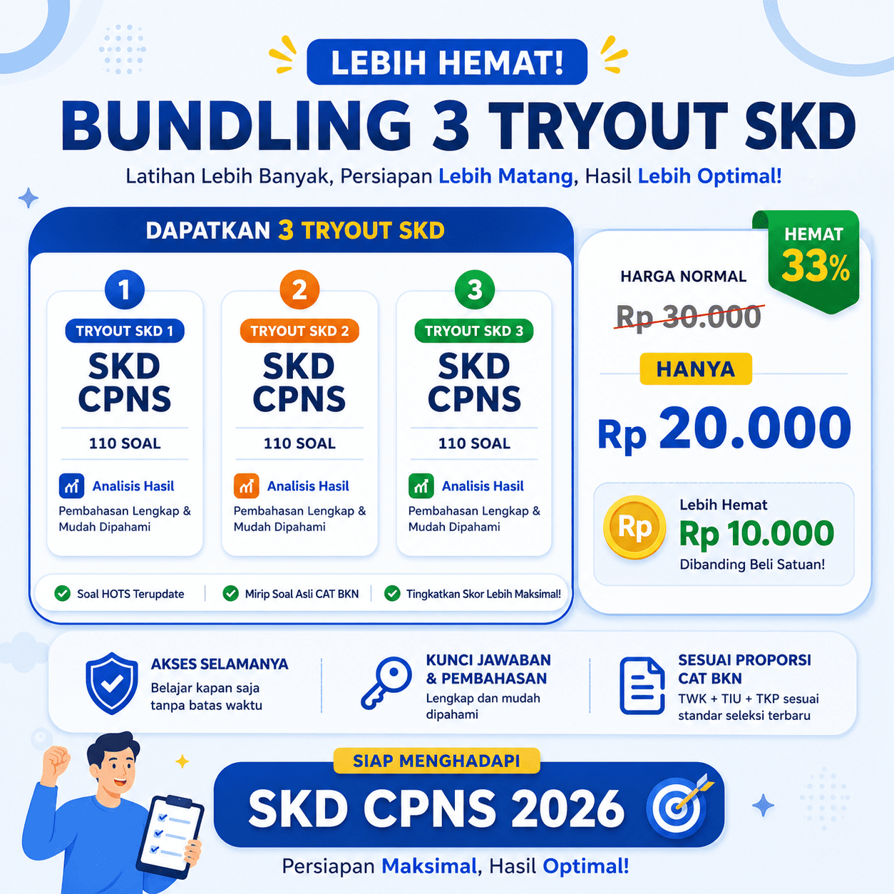 Bundling 3 Latihan Tryout SKD CPNS 2026 HOTS Sesuai Kisi-Kisi BKN
