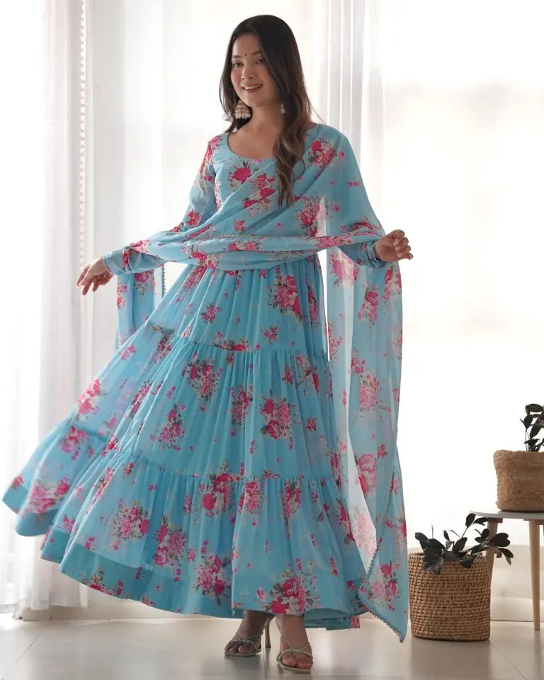 Floral Printed Anarkali Suit