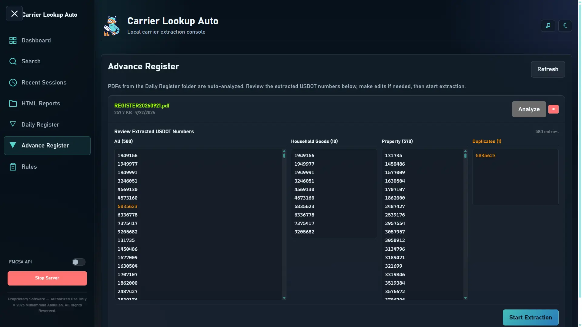 Advance register workflow