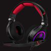 A gaming headset resting on a desk