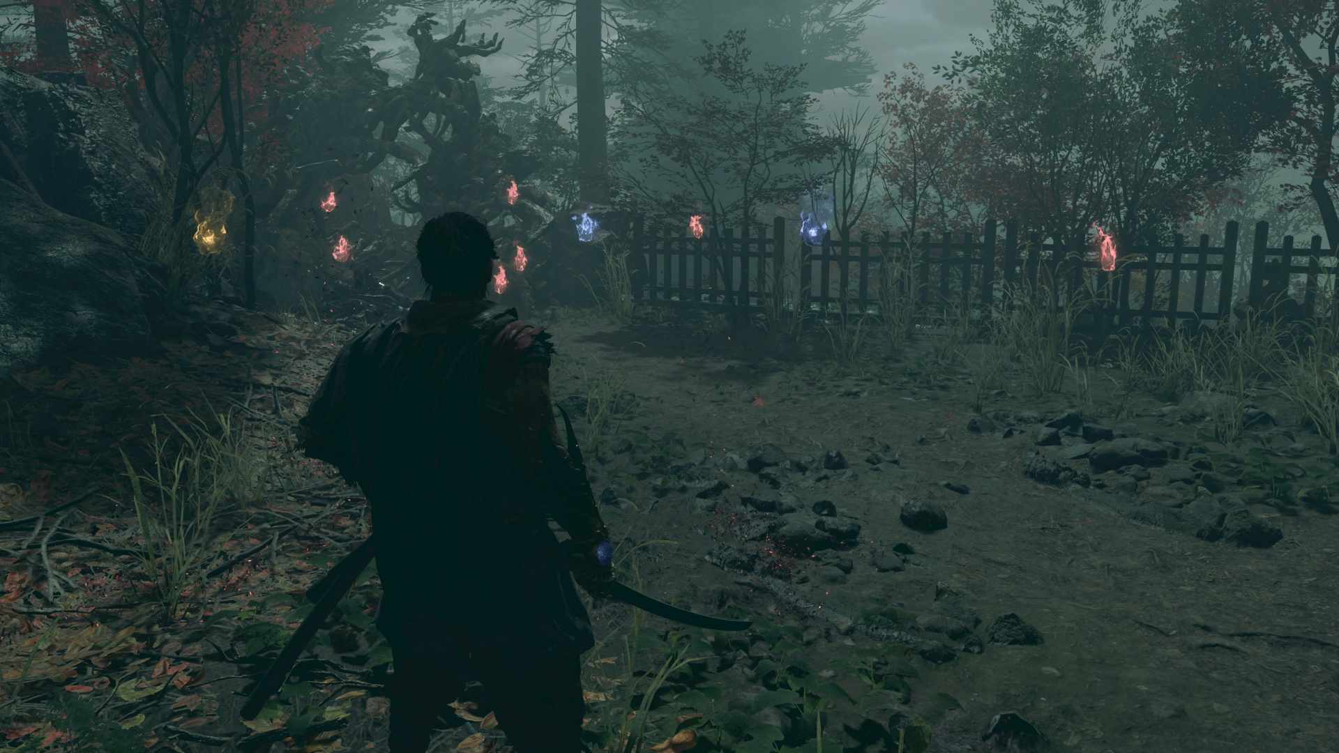 Miyamoto Musashi drawing his blade in a haunted Edo-period Kyoto in Onimusha Way of the Sword