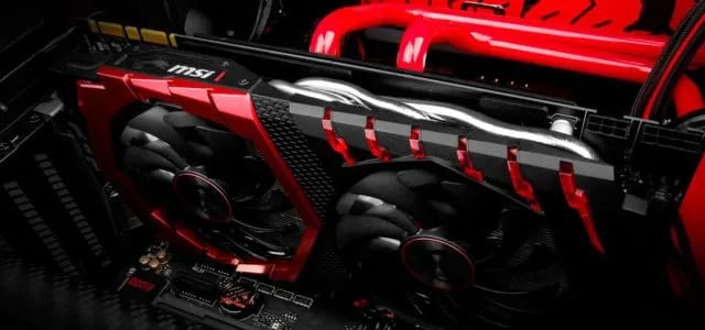 A close up of a refurbished graphics card and showing its sleek design