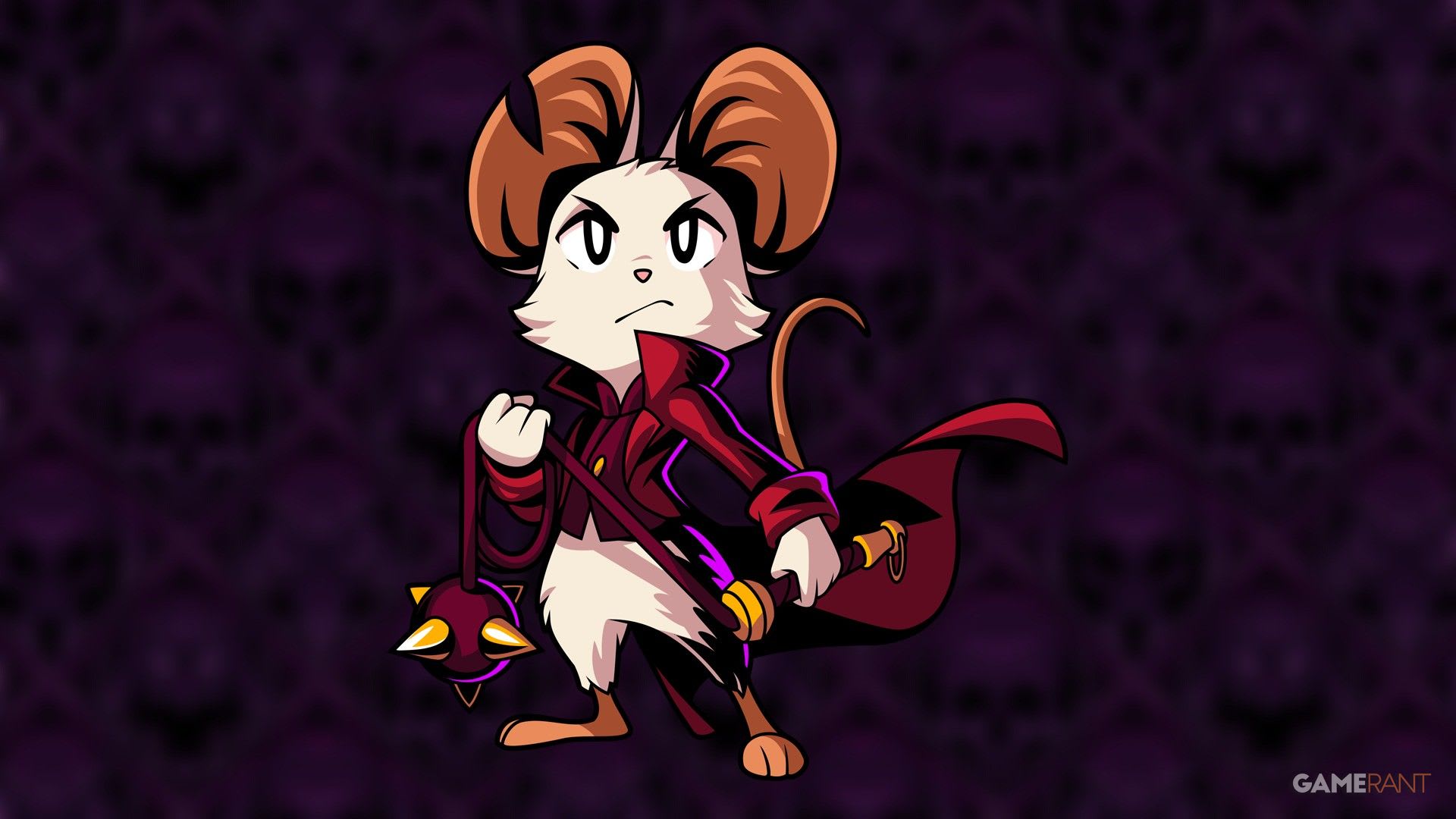 Mina standing in a heroic pose on tiled ground in Yacht Club Games' Mina the Hollower