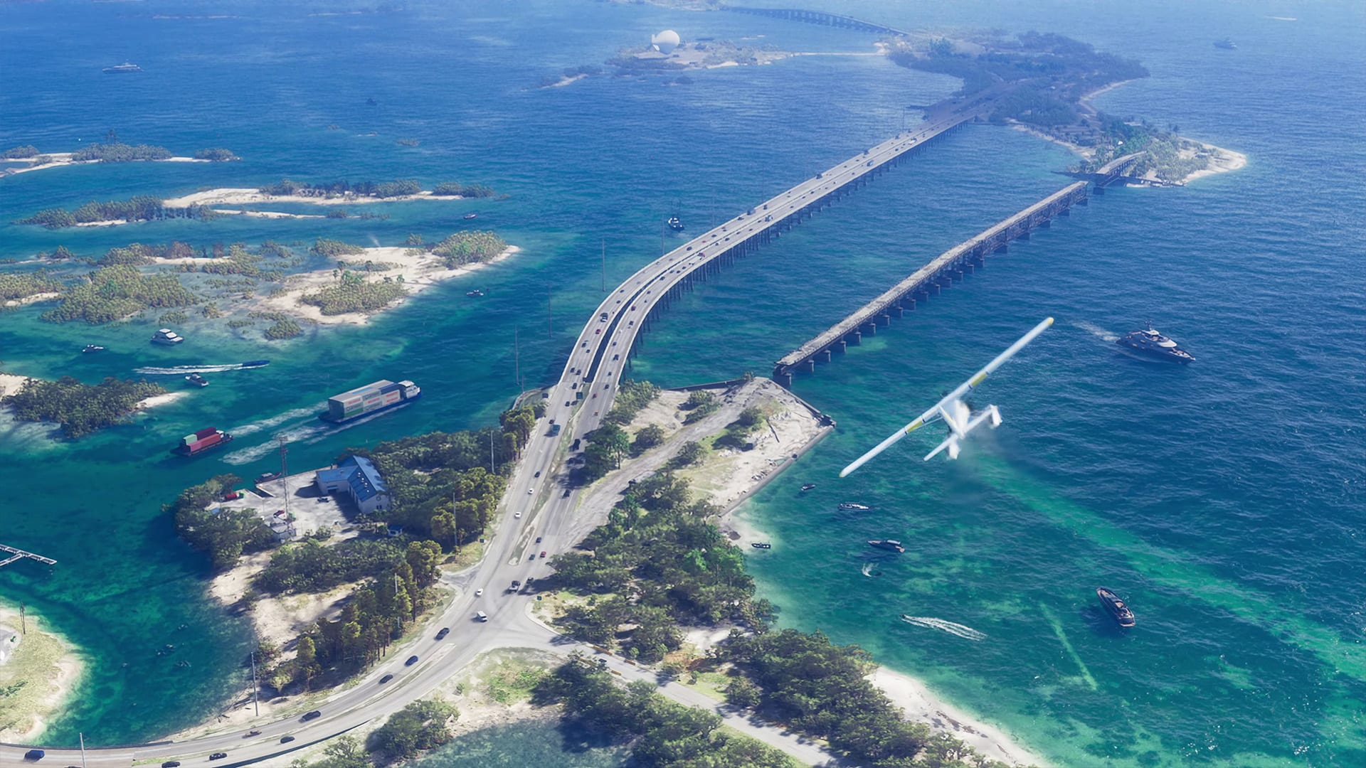 Vice City waterfront in the state of Leonida, the Florida-inspired setting of Grand Theft Auto VI