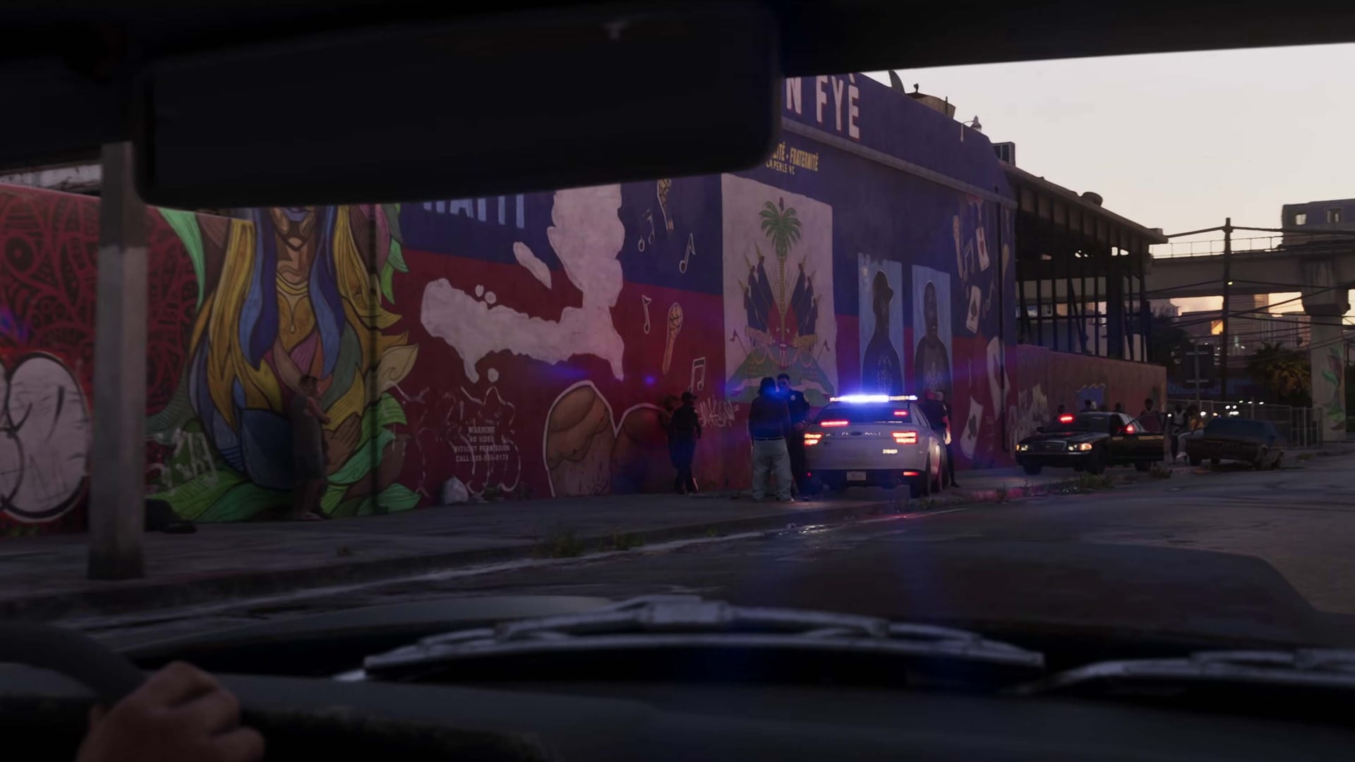 Grand Theft Auto VI trailer still showing street-level activity in Vice City