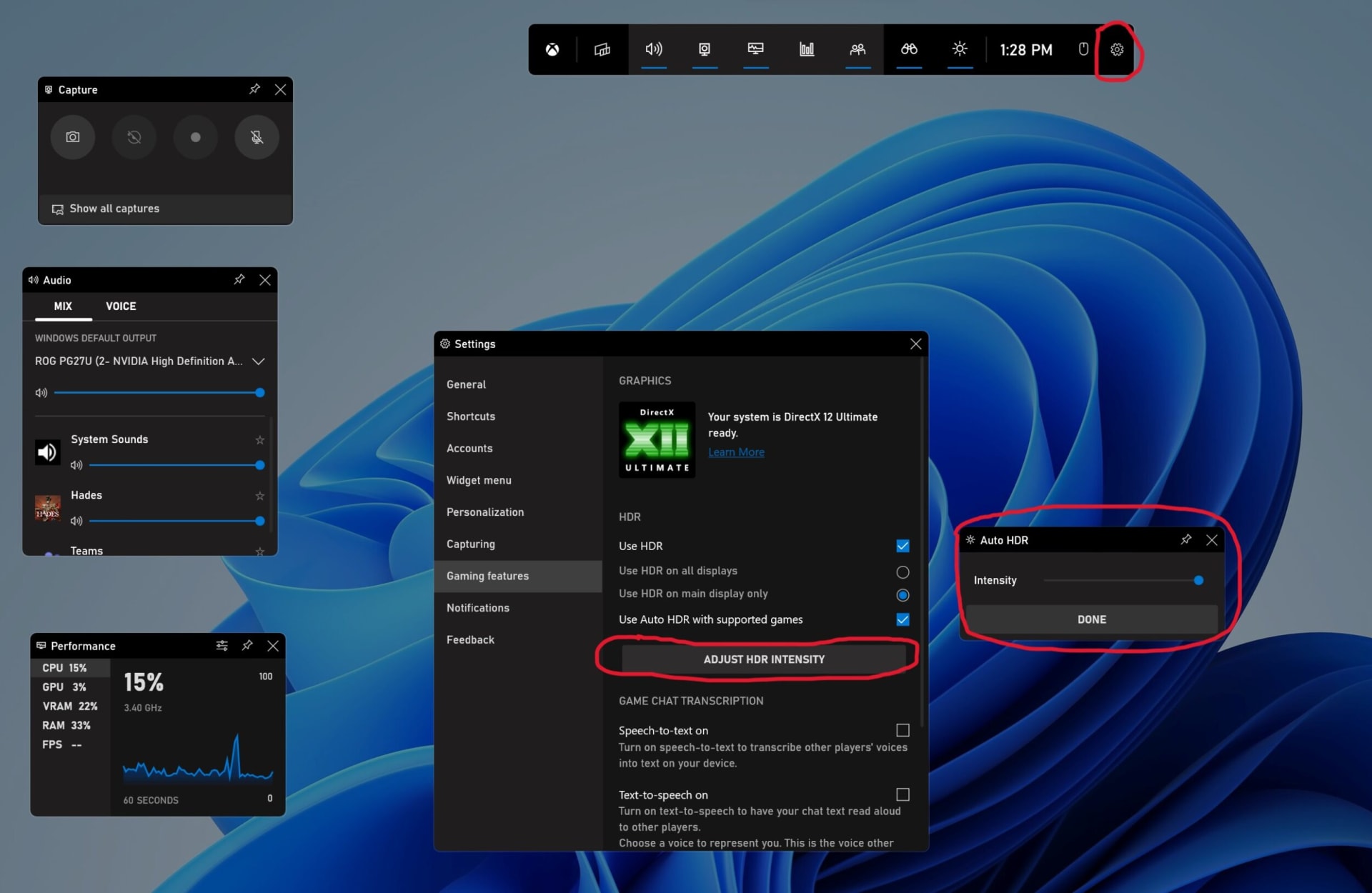 Auto HDR intensity comparison from Microsoft showing how tone mapping changes image contrast
