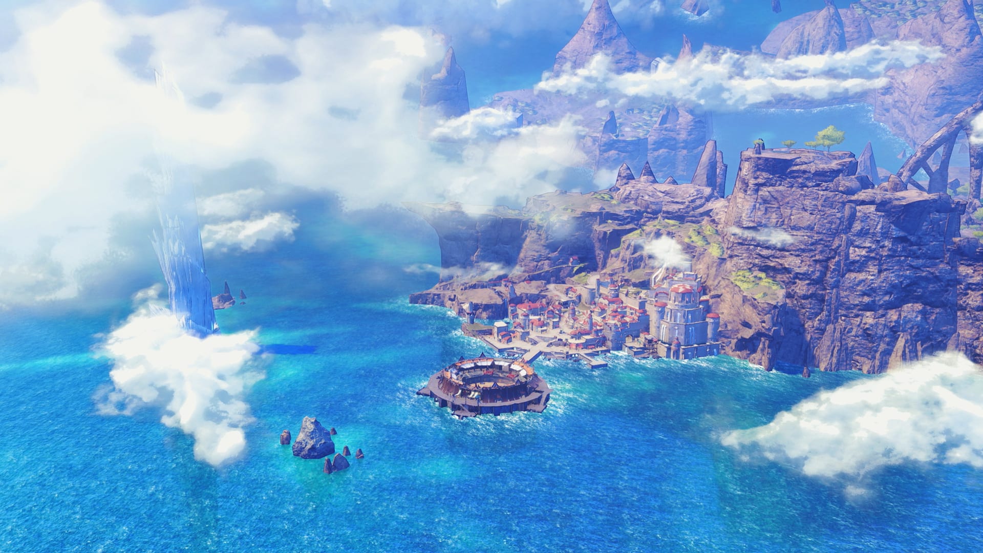 Sweeping open landscape of Anshar with distant mountains and drifting cloud in Xenoblade Genesis
