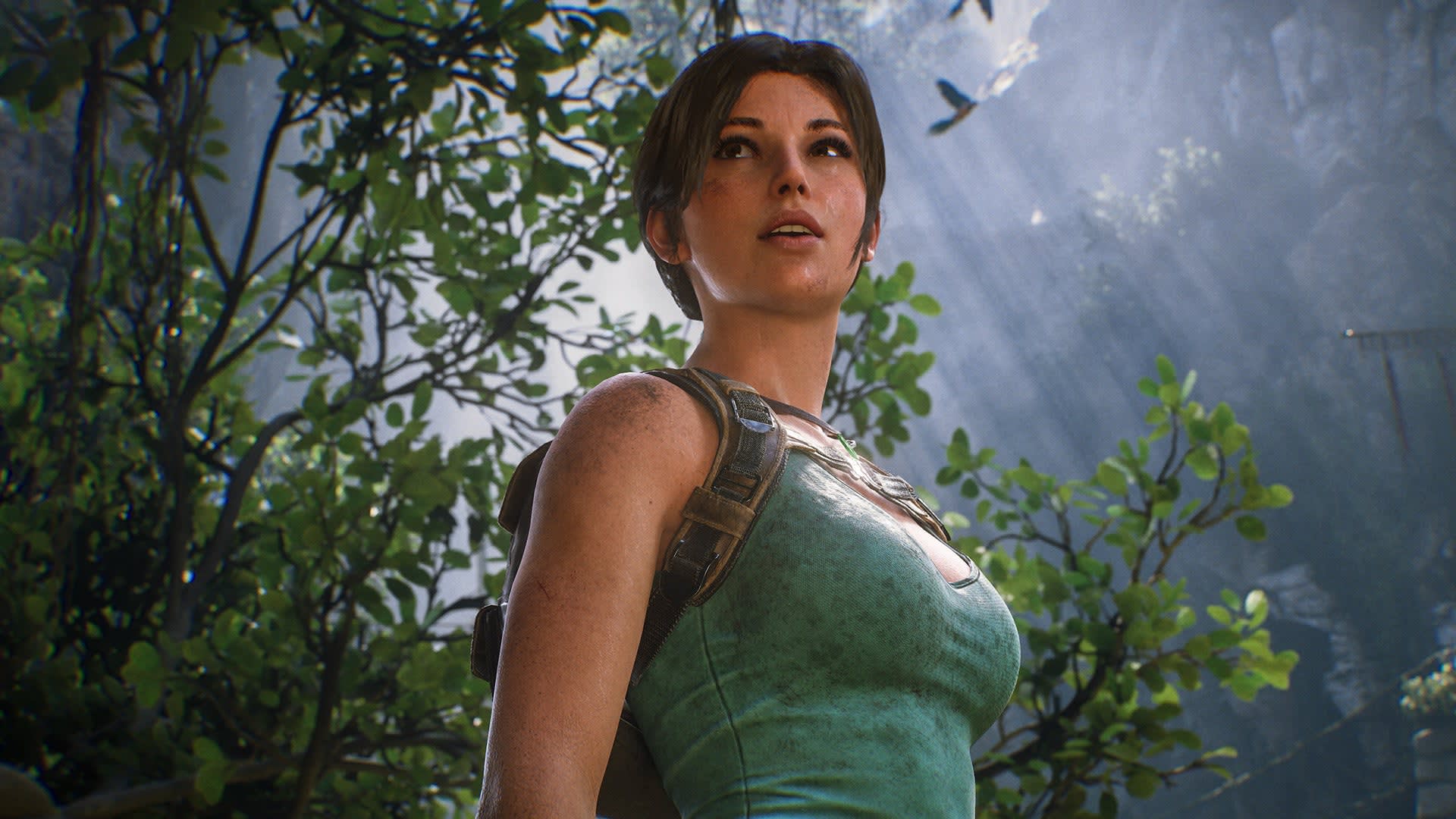 Lara Croft traversing the Peruvian Lost Valley mountainside in Tomb Raider Legacy of Atlantis