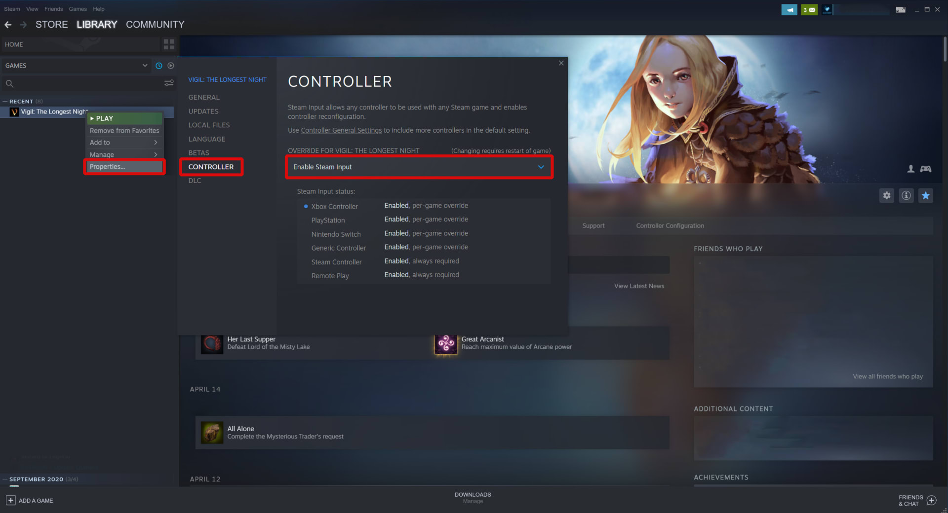 Steam Input response curve selection menu showing linear, aggressive, relaxed and wide curve options