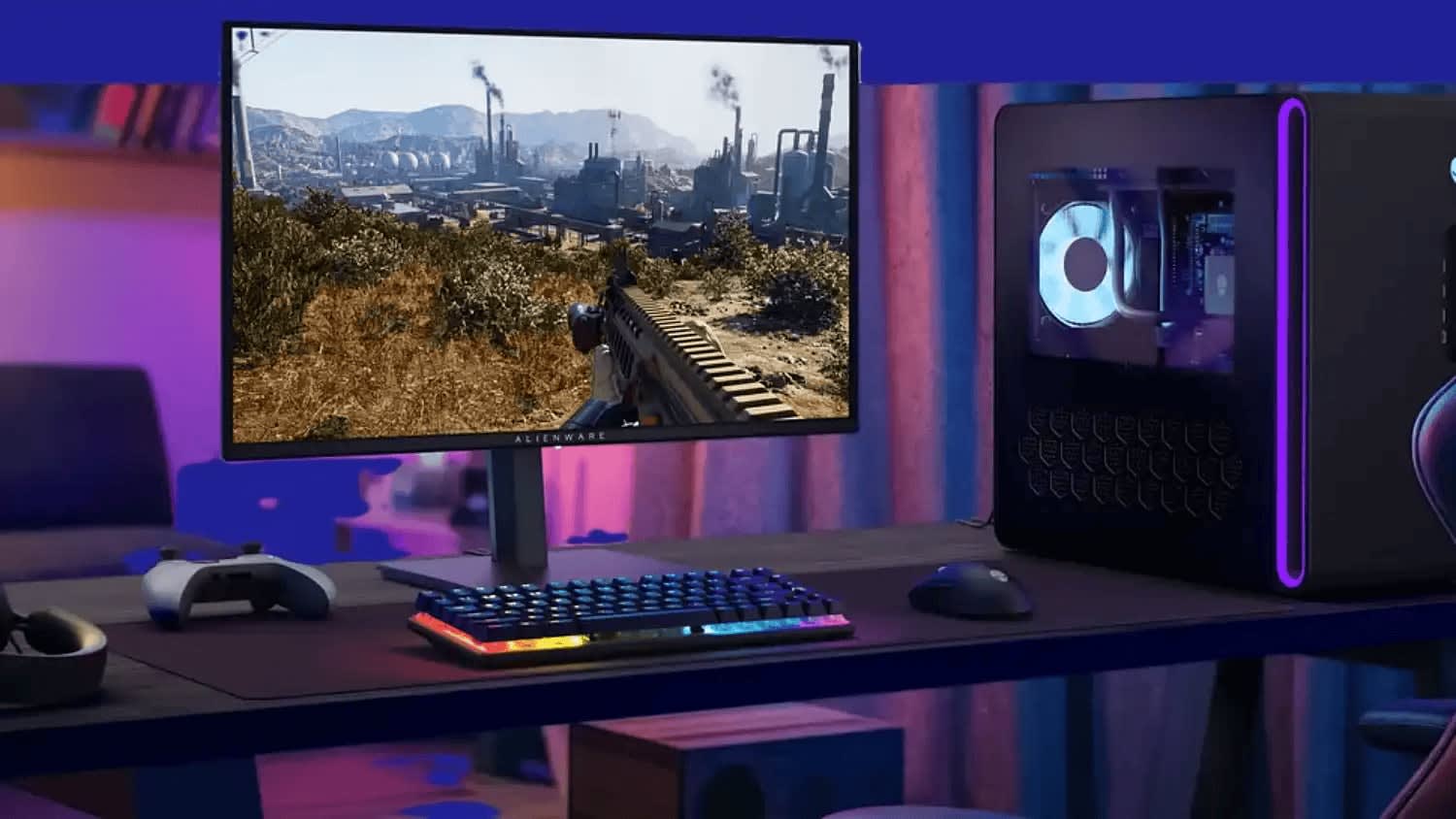 High refresh rate gaming monitor displaying a fast motion scene with visible camera panning