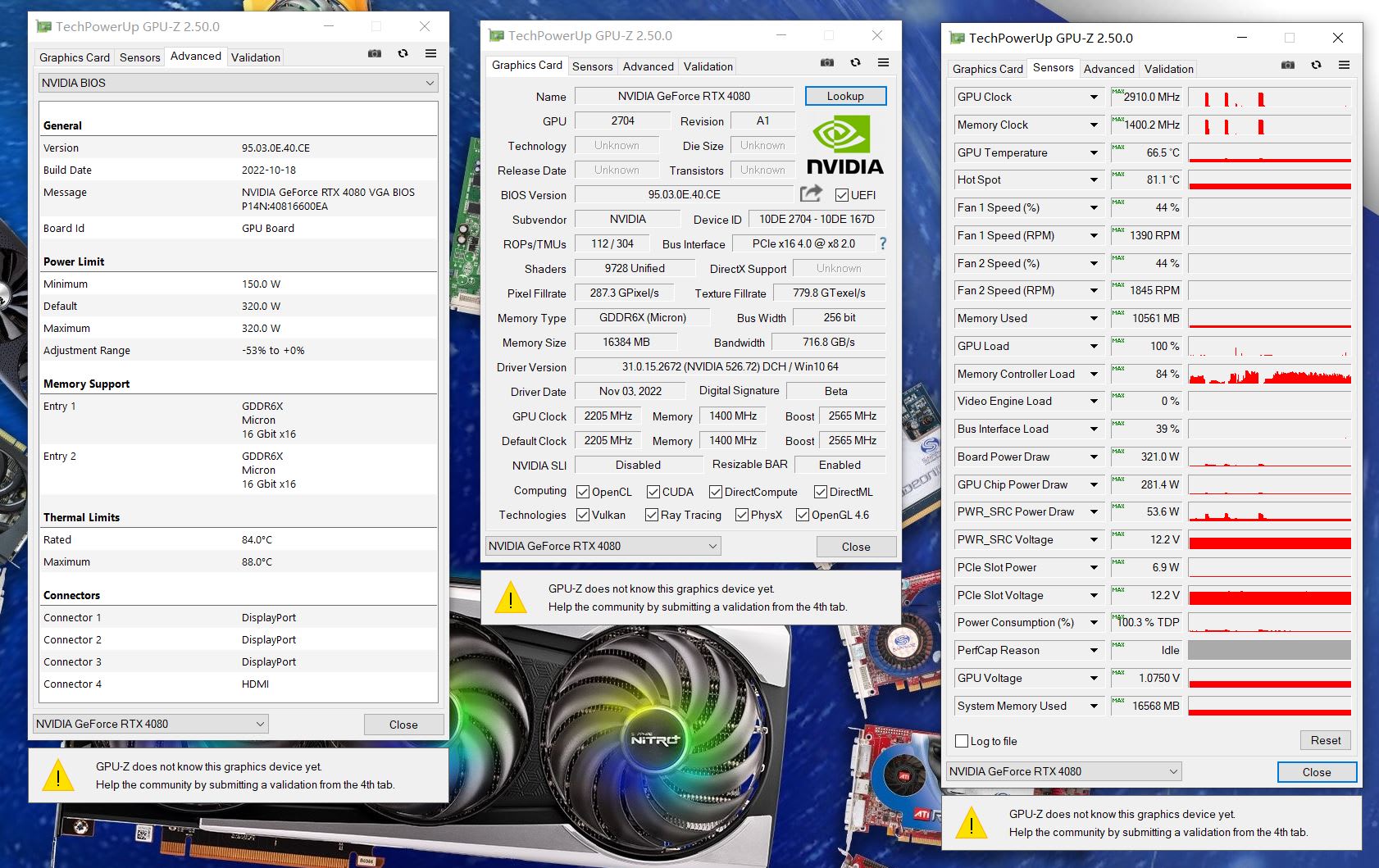 GPU-Z graphics card window with the Bus Interface field reporting the negotiated PCIe link width