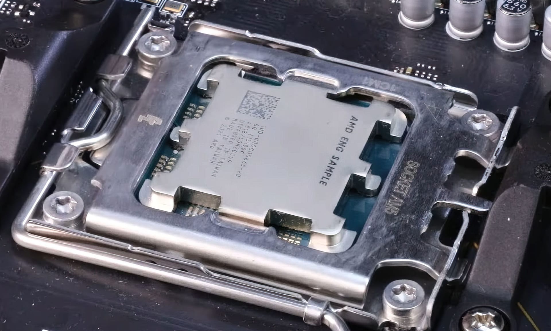 Lowering a processor into a motherboard socket during a CPU upgrade