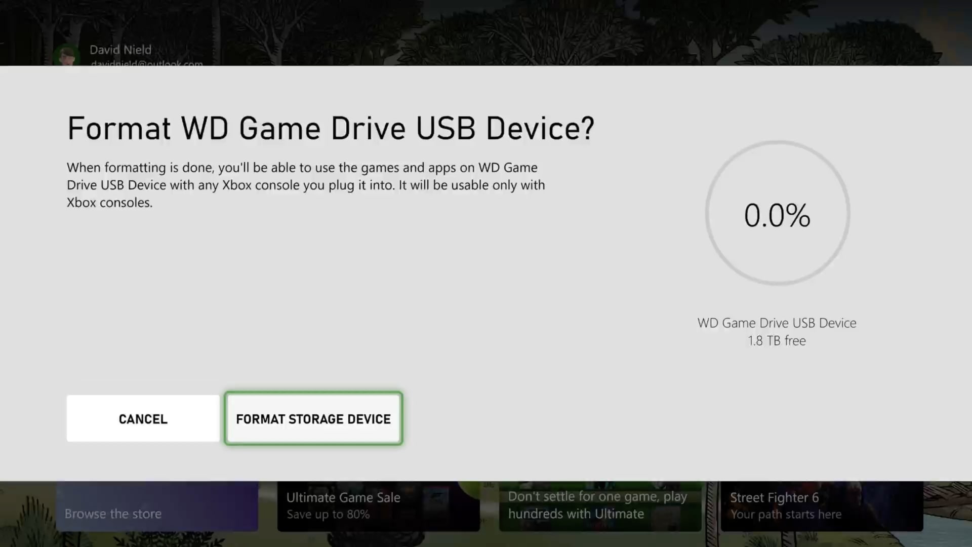 An external USB solid state drive connected to an Xbox console for extra storage