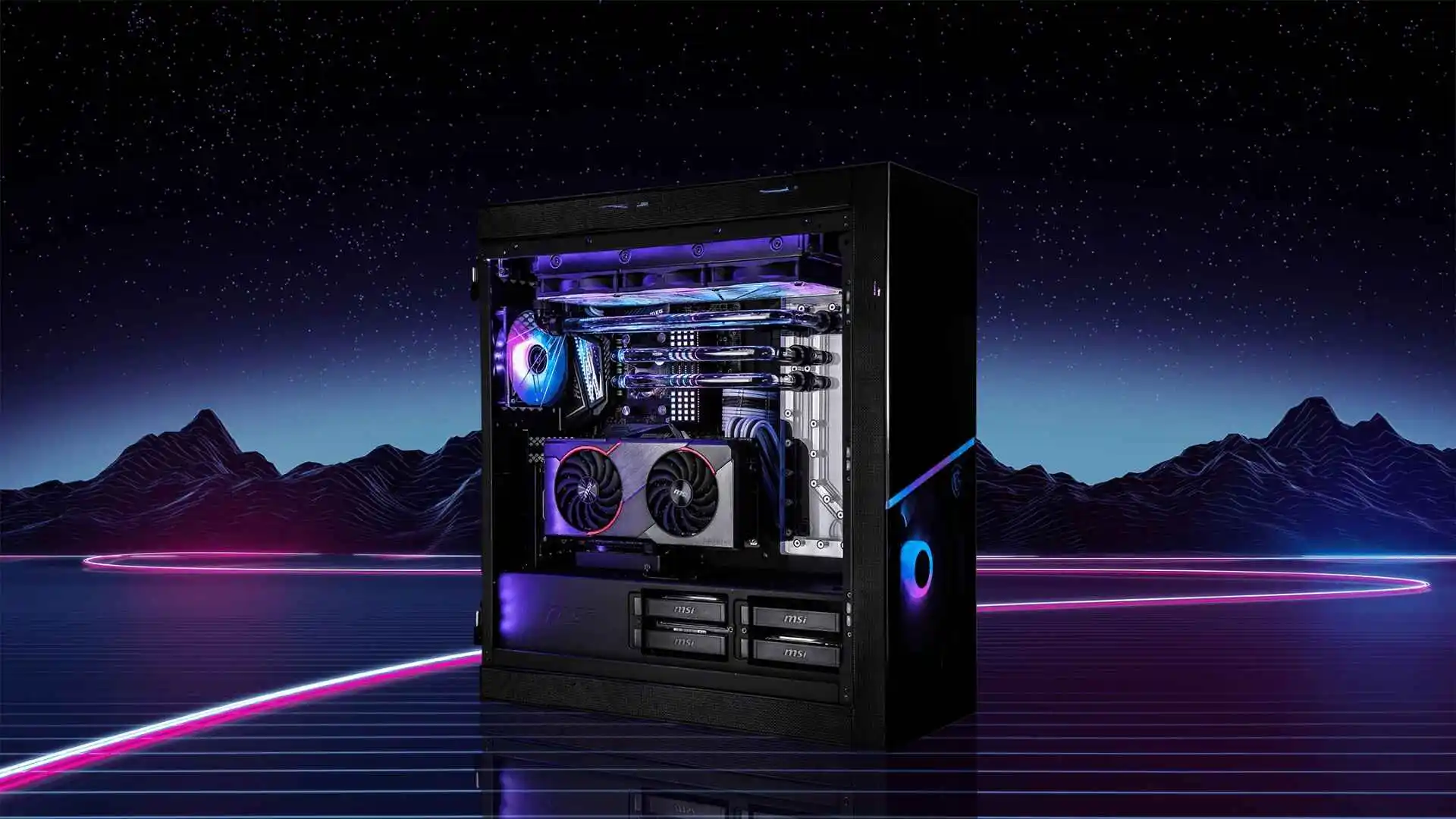 Gaming PC with RGB lighting and advanced cooling system