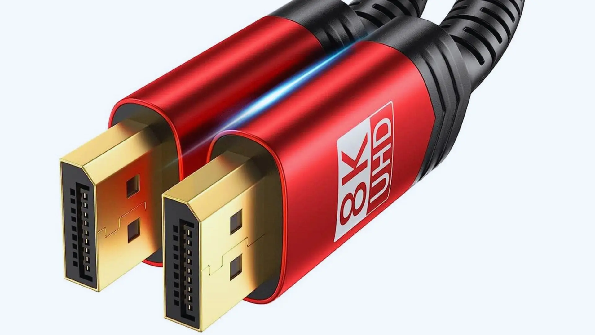 Two UHD HDMI cables with golden tips