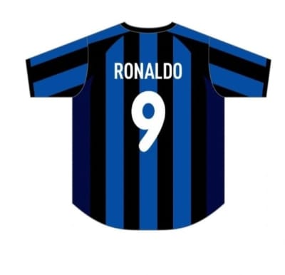 Ronaldo #9 – Inter Milan Home Jersey(1999–2000 Fan Edition)