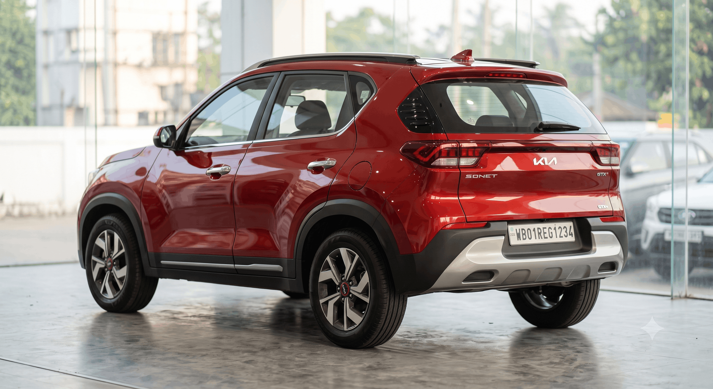 2024 Kia Sonet GTX+ Turbo Petrol DCT – Intense Red