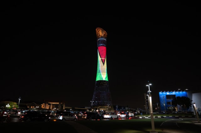Qatar skyline illuminated in Guyana’s national colours for 60th Independence anniversary