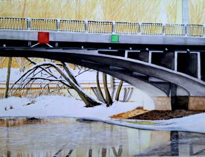 Bridge, spring. Watercolor, 30x40 cm. By Georgi Slavin