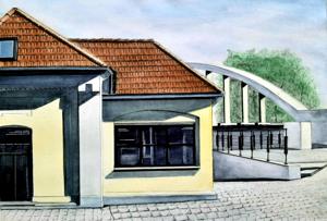 Near Town Square. Watercolor, 26x32 cm. By Georgi Slavin