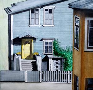 Blue House. Watercolor, 24x28 cm. By Georgi Slavin