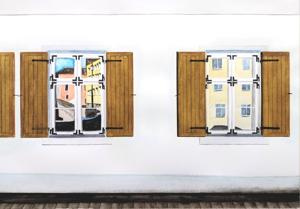 Reflections in windows. Watercolor, 30x40 cm. By Georgi Slavin
