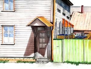 Old house. Markers, 24x30 cm. By Georgi Slavin