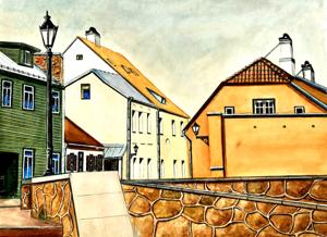 Jaani Str. Watercolor, 24x30 cm. By Georgi Slavin