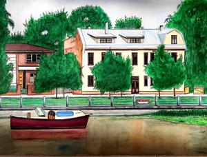 Emajõgi river. Watercolor, 30x40 cm. By Georgi Slavin