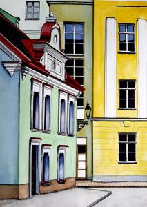 Küütri Str. Watercolor, 30x40 cm. By Georgi Slavin