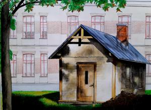 House near hospital. Watercolor, 30x40 cm. By Georgi Slavin