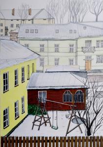 Vallikraavi Str. Watercolor, 14x20 cm. By Georgi Slavin
