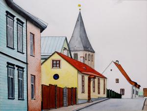 Kloostri Str. Watercolor, 30x40 cm. By Georgi Slavin