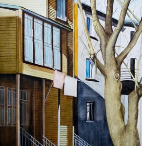 Tähe Eha Str. Watercolor, 30x30 cm. By Georgi Slavin