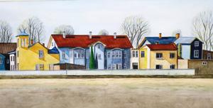 August Kitzbergi Str. Watercolor, 22x40 cm. By Georgi Slavin