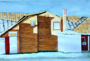 Võru Str. First snow. Watercolor, 30x40 cm. By Georgi Slavin